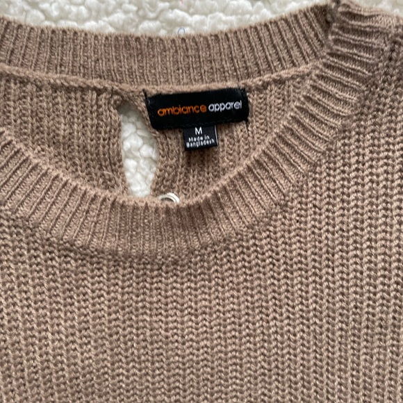 Ambiance Apparel Lace Up Back Sweater - Picture 3 of 6